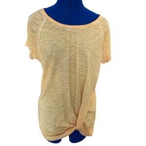 Sanctuary Evereve Sunny Yellow Twist Scoop Neck T-Shirt Size M Travel Vacation